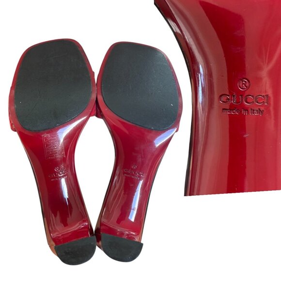 AUTHENTIC 90'S Y2K RED LOGO GUCCI SLIDES SANDALS US 9/39 - Picture 6 of 6
